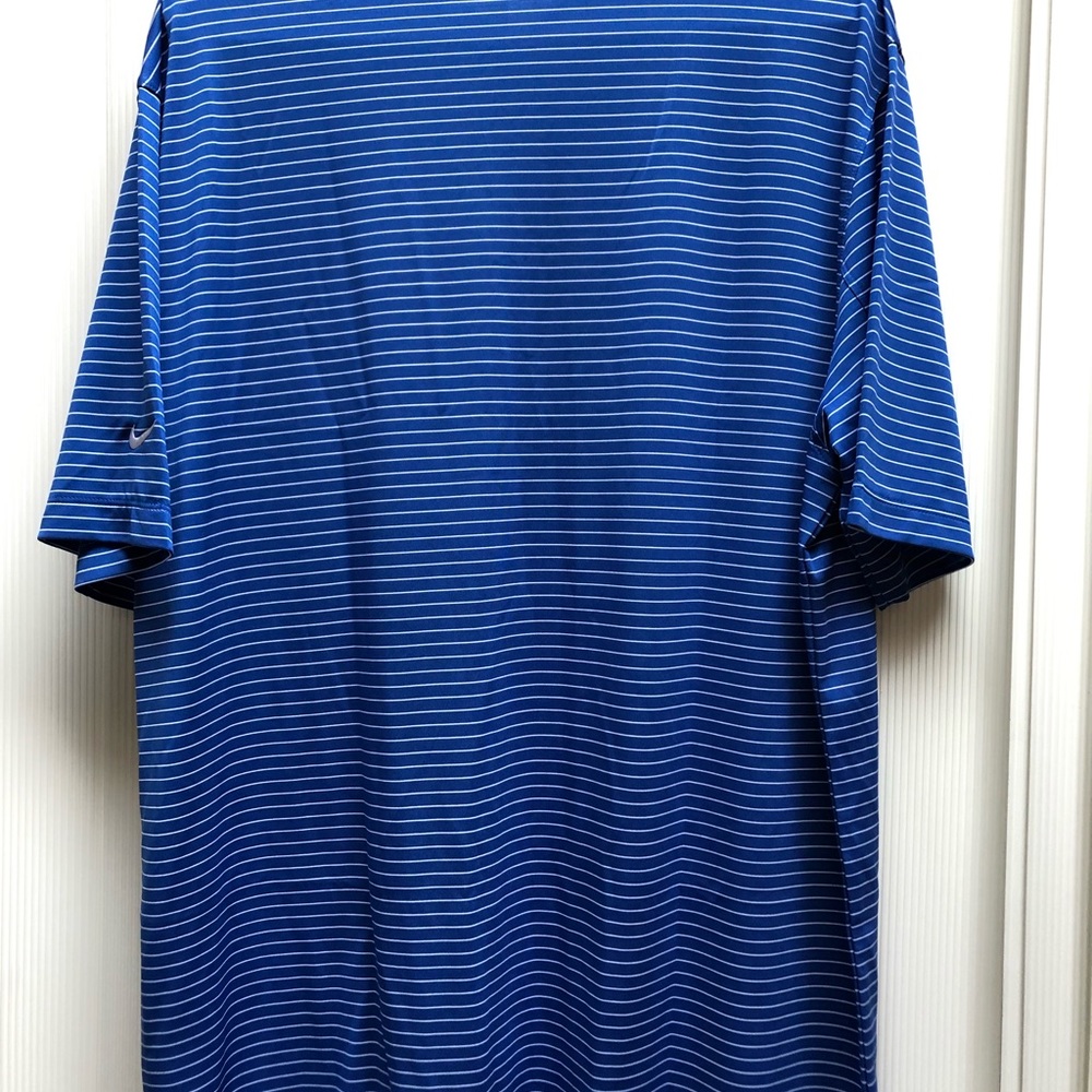 Blue and white nike golf quarter button shirt